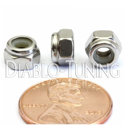 M4-0.7 / 4mm - Qty 10 - Nylon Insert Hex Lock Nut DIN 985 - A2 Stainless Steel