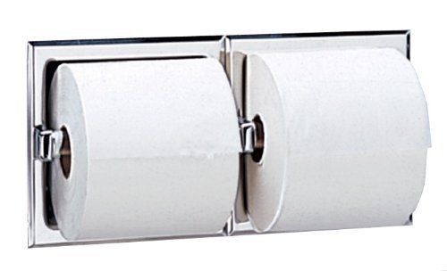 Bobrick 6977 Stainless Steel Recessed Dual Roll Toilet Tissue Dispenser  Satin F