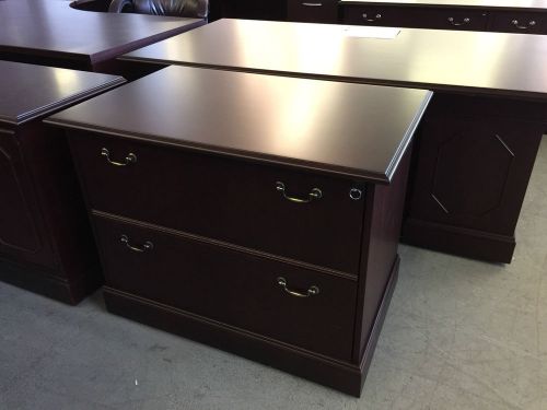 2 DRAWER LATERAL SIZE FILE CABINET by HAWORTH OFFICE FURN in MAHOGANY COLOR WOOD