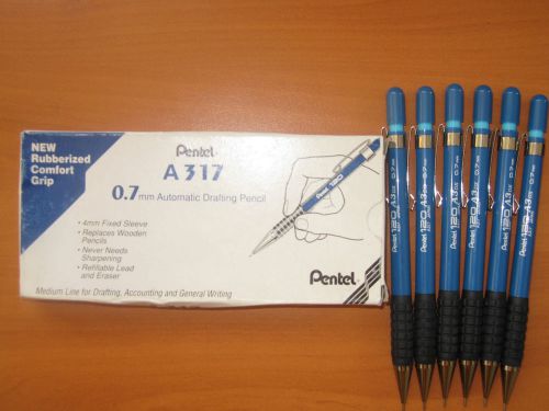6 Pentel A317 0.7mm Sensi-Grip automatic drafting pencils brand new!!