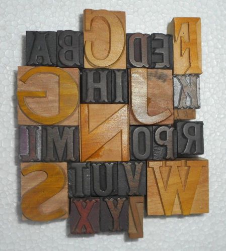 Letterpress letter wood type printers block &#034;a to z&#034; typography.in805 for sale