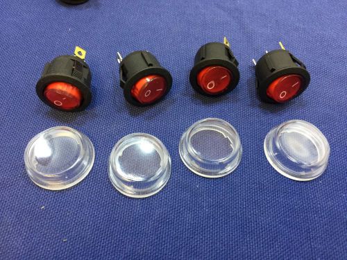 4x waterproof ac 6a 250v red light on off spst cap car boot rocker switch b18 for sale