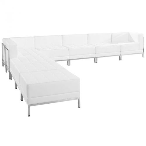 Imagination Series White Leather Sectional Configuration, 9 Pieces