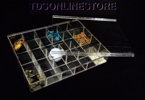 Crystal Clear Large 24 Compartment Storage Box With Sliding Lid