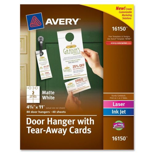 Avery 16150 Door Hanger w/Cards, Printable, 40/ 4-1/4&#034;x11&#034;, 80/cards,WE