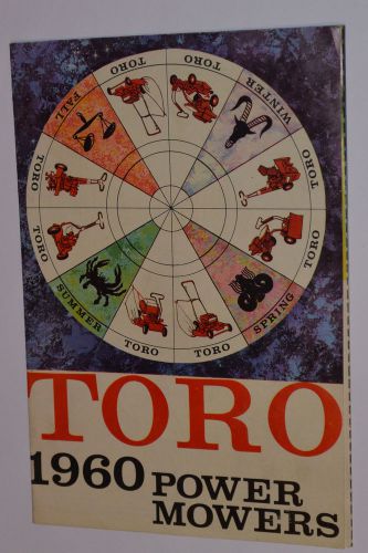 VINTAGE 1960 TORO POWER MOWER BROCHURE! ZODIAC COVER! 3 WHEEL RIDER! 1st BAGGER!