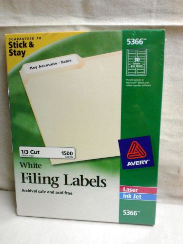 Avery® White File Folder Labels for Laser &amp; Inkjet Printers 5366, 2/3&#034; x 3-7/16
