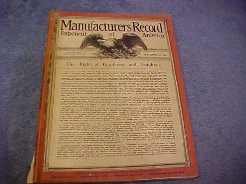MANUFACTURERS RECORD EXPONENT OF AMERICA MAGAZINE SEPT.15,1921  132 PAGES