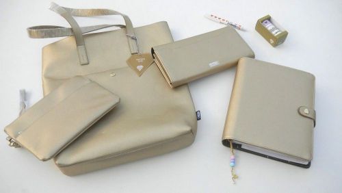 Kikki.k Rare Gold Personal A5 Planner Set Tote Bag Wristlet Travel Wallet + More