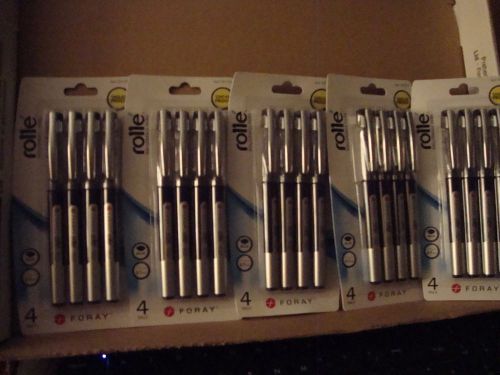 FORAY Liquid Ink Rollerball Pens, 0.7 mm, Med. Point, Blue Ink, 4/Pack LOT OF 5