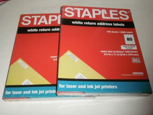 Lot of 2 packs STAPLES white return address labels 16,000  1/2 ” x   3/4 ” total sealed