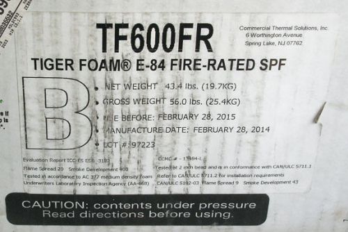 TIGER FOAM TF600FR 2-PART URETHANE FOAM SPRAY KIT - FIRE RATED - WILL SHIP