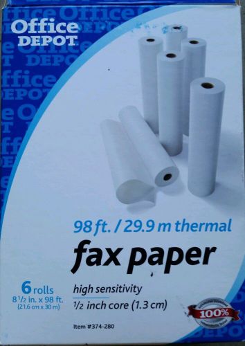 Office Depot 5 Rolls Fax Paper 98ft. 29.9 m Thermal High Sensitivity 374-280
