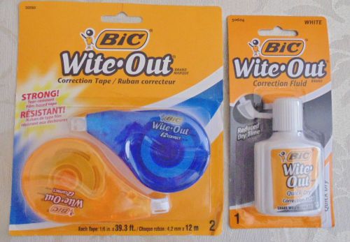 BIC WITE-OUT CORRECTION TAPE 2 IN PACK FILM DISPENSE PLUS LIQUID WITE-OUT