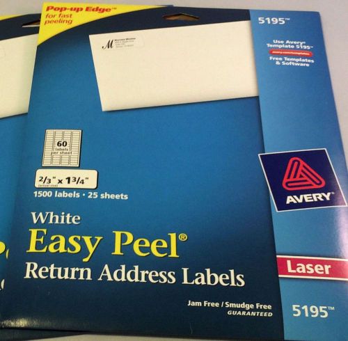 AVERY White Address Laser Labels @5195 Package 1500  labels New