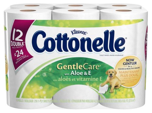 Cottonelle Gentle Care Toilet Paper with Aloe and E, Double Roll, 12 Count (P...