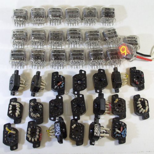 Nixie tubes IN-12   20 pieces,  Sockets  20 pcs   Used. Ukraine.