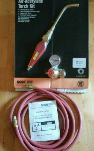 Torch kit soldering air acetylene brass regulator goss feather brush flame ka-37 for sale