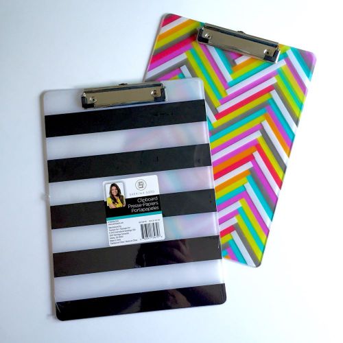 Sale! new! large 9x12&#034; clear acrylic clipboard - b&amp;w stripe or multicolor for sale