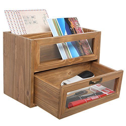 Natural Unfinished Wood Mini Office Supply Storage Cabinet / File Letter Desktop