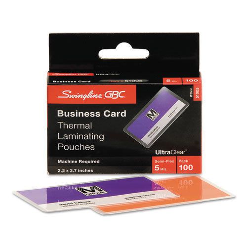 Swingline™ GBC Laminating Pouches, 5 mil, 2 3/16 x 3 11/16, Business Card Size