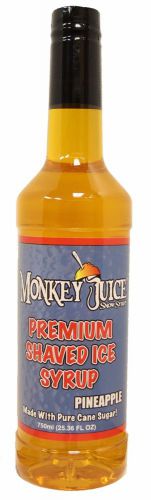 Pineapple snow cone syrup - made with pure cane sugar - monkey juice brand for sale