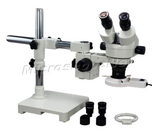 Stable 3.5x-90x boom single-bar boom stand stereo microscope+8w ring light new for sale