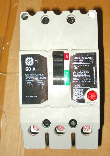 NEW GE TEYD3060B Circuit Breaker, 60A, 3P, 277/480V