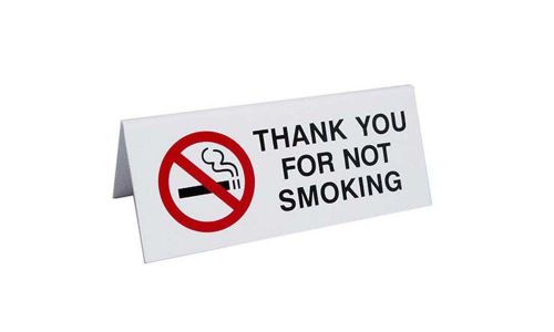 No smoking signs, table tent style - 10 signs per pack, free shipping for sale