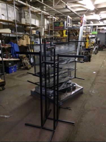 4 way racks black used clothing store fixtures lot 10 standard arm display deal for sale