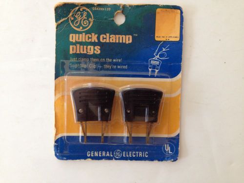 Vintage Pair GE Quick Clamp Plugs NOS NEW lamp refurbish rewire fan brown GE4399