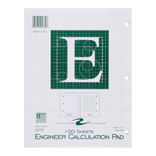 Roaring Spring Engineering Pad 8.5 x 11 Inches Green 100 Sheets