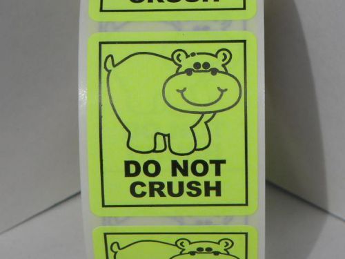 50 DO NOT CRUSH happy rhino Warning Sticker Label chartreuse bkgd