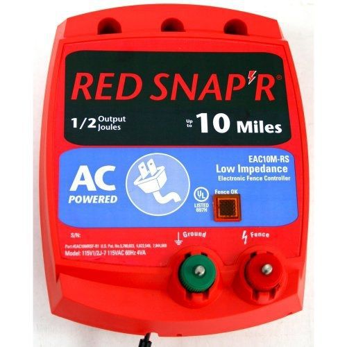 Red Snap&#039;r EAC10M-RS 10-Mile AC Low Impedance Fence Charger