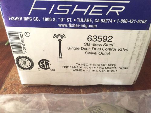 *wow* fisher 63592 stainless steel single deck faucet dual control valve outlet for sale