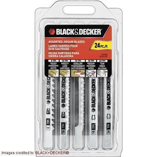 Black &amp; Decker 75-626 Assorted Jigsaw Blades Set, Wood and Metal, 24-Pack