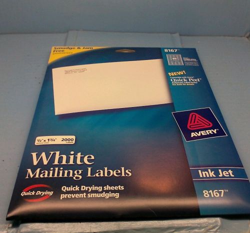 Avery 8167 Inkjet Return Address Labels 1/2&#034; X 1-3/4&#034; White 2000 Count