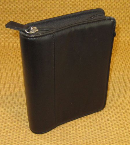 Compact 1&#034; Rings | BLACK Sim. Leather FRANKLIN COVEY ZIPPER Planner/Binder
