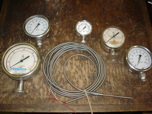 Lot of 5 various guages anderson - ashcroft - wika brands plus cable wire for sale