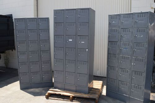 Qty 3~Gray Storage 54 Compartment-School-Gym-Lockers-Locker Room Cubby Metal