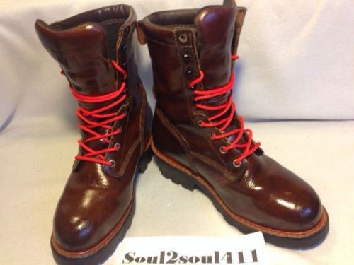 RED WING STEEL TOE LOGGER WORK BOOTS MENS SIZE 7.5, LEATHER GLOSSY BROWN 4420