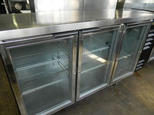 Beverage air bb72g back bar 3 door glass coolers stainless steel top for sale