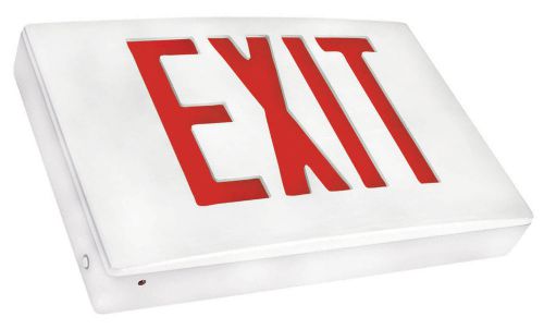 Cast aluminum led exit sign with red lettering, white housing and white face for sale