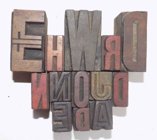 Letterpress Letter Wood Type Printers Block &#034;Lot of 13&#034; Typography #bc-59
