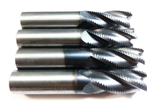 (qty 4) 3/4&#034; garr 49880 carbide tialn 4 flute roughing rougher end mill (b 105) for sale