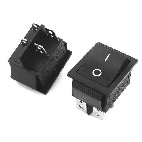 2 Pcs Black 4 Pins DPST On/Off Rocker Switch AC 250V/15A 125V/20A