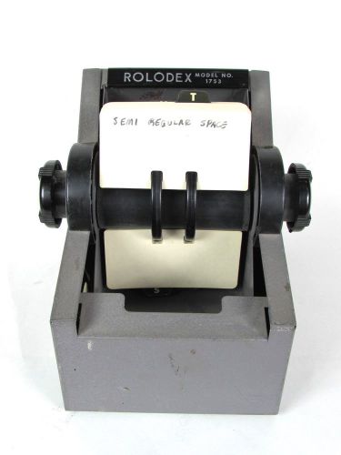 Vintage Rolodex Model 1753 Metal Gray Rotary Organizer w/ Cards Space Age MCM