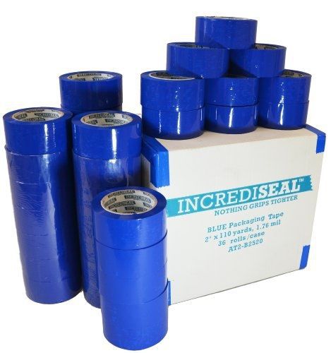 Incrediseal 36 rolls packaging tape, 2 inch x 110 yards x 1.76 mil - blue for sale