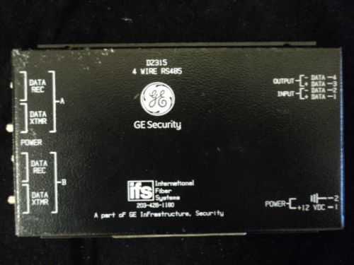 IFS GE SECURITY D2315 4 WIRE RS485 DROP AND REPEAT DATA TRANSCEIVER FIBER VIDEO