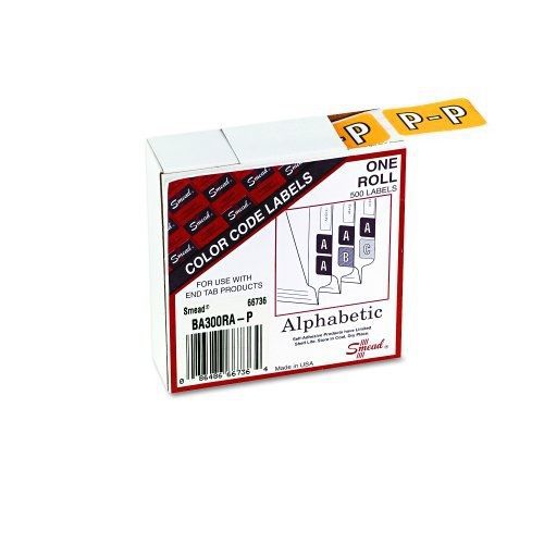 Smead ba300ra color-coded alphabetic label, p, label roll, yellow, 500 labels for sale